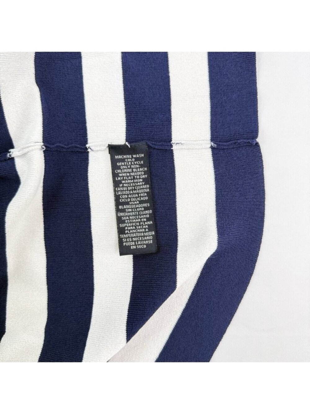 Navy White Striped Fitted Sleeveless Top Stretch Nautical Beach Sz XL - Picture 5 of 5